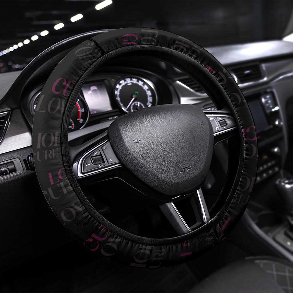 American Breast Cancer Steering Wheel Cover Hope And Cure Cross - Wonder Print Shop