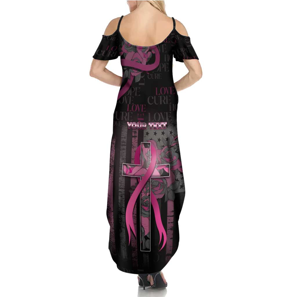 Personalized American Breast Cancer Summer Maxi Dress Hope And Cure Cross - Wonder Print Shop