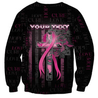 Personalized American Breast Cancer Sweatshirt Hope And Cure Cross - Wonder Print Shop