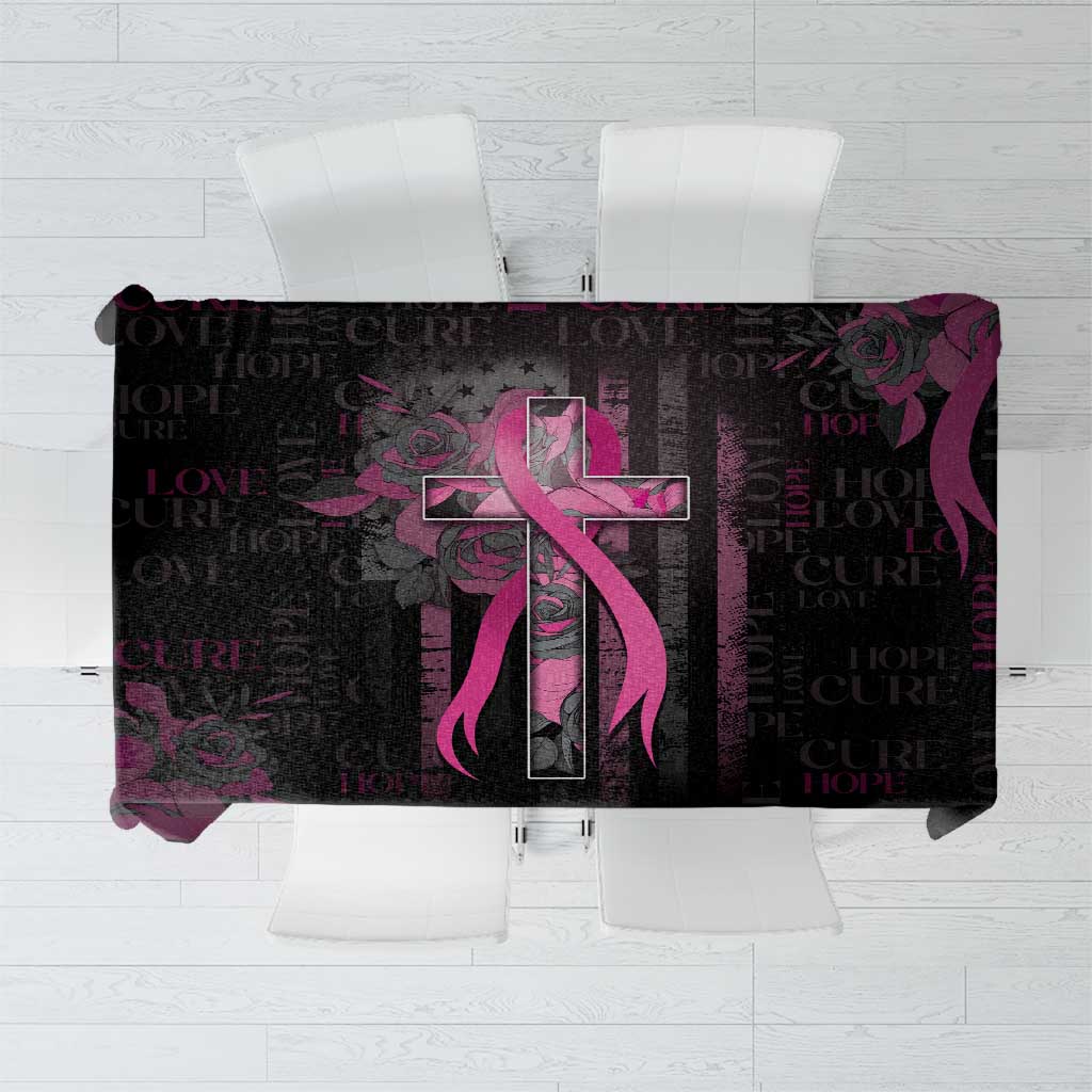 American Breast Cancer Tablecloth Hope And Cure Cross - Wonder Print Shop