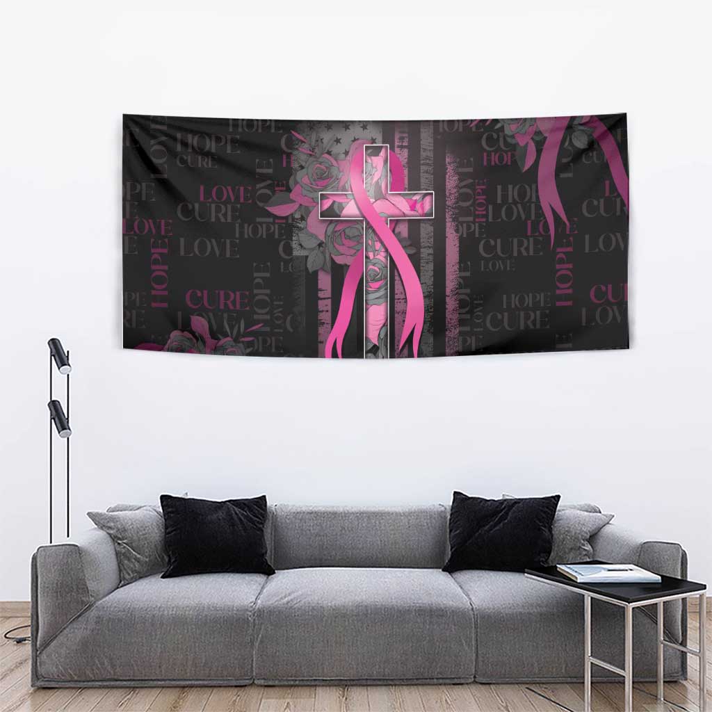 American Breast Cancer Tapestry Hope And Cure Cross - Wonder Print Shop