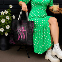 American Breast Cancer Tote Bag Hope And Cure Cross - Wonder Print Shop