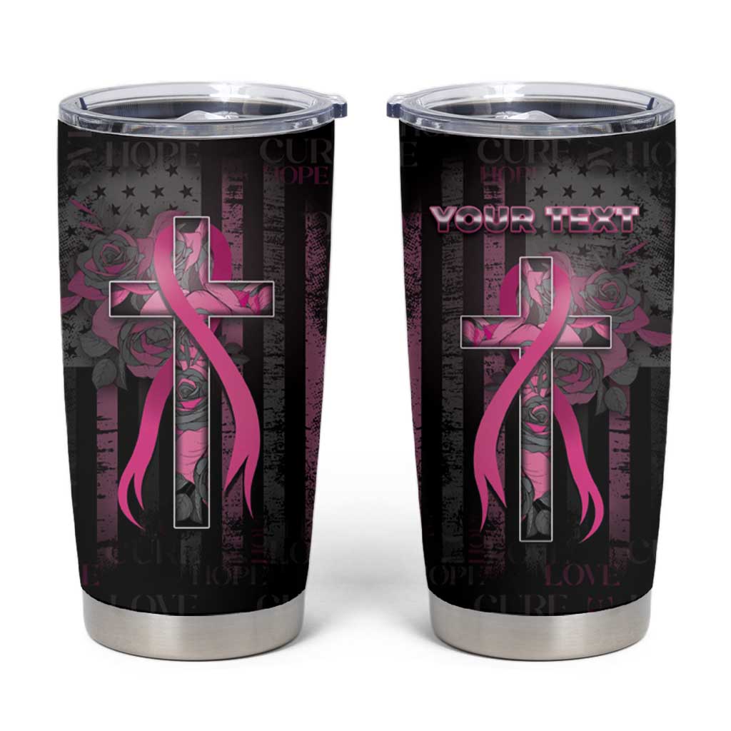 Personalized American Breast Cancer Tumbler Cup Hope And Cure Cross - Wonder Print Shop