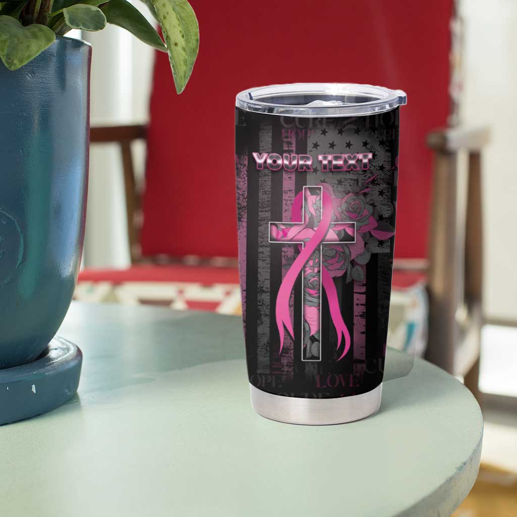 Personalized American Breast Cancer Tumbler Cup Hope And Cure Cross - Wonder Print Shop