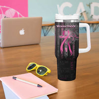 Personalized American Breast Cancer Tumbler With Handle Hope And Cure Cross - Wonder Print Shop