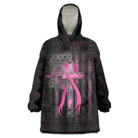 Personalized American Breast Cancer Wearable Blanket Hoodie Hope And Cure Cross - Wonder Print Shop