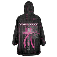 Personalized American Breast Cancer Wearable Blanket Hoodie Hope And Cure Cross - Wonder Print Shop