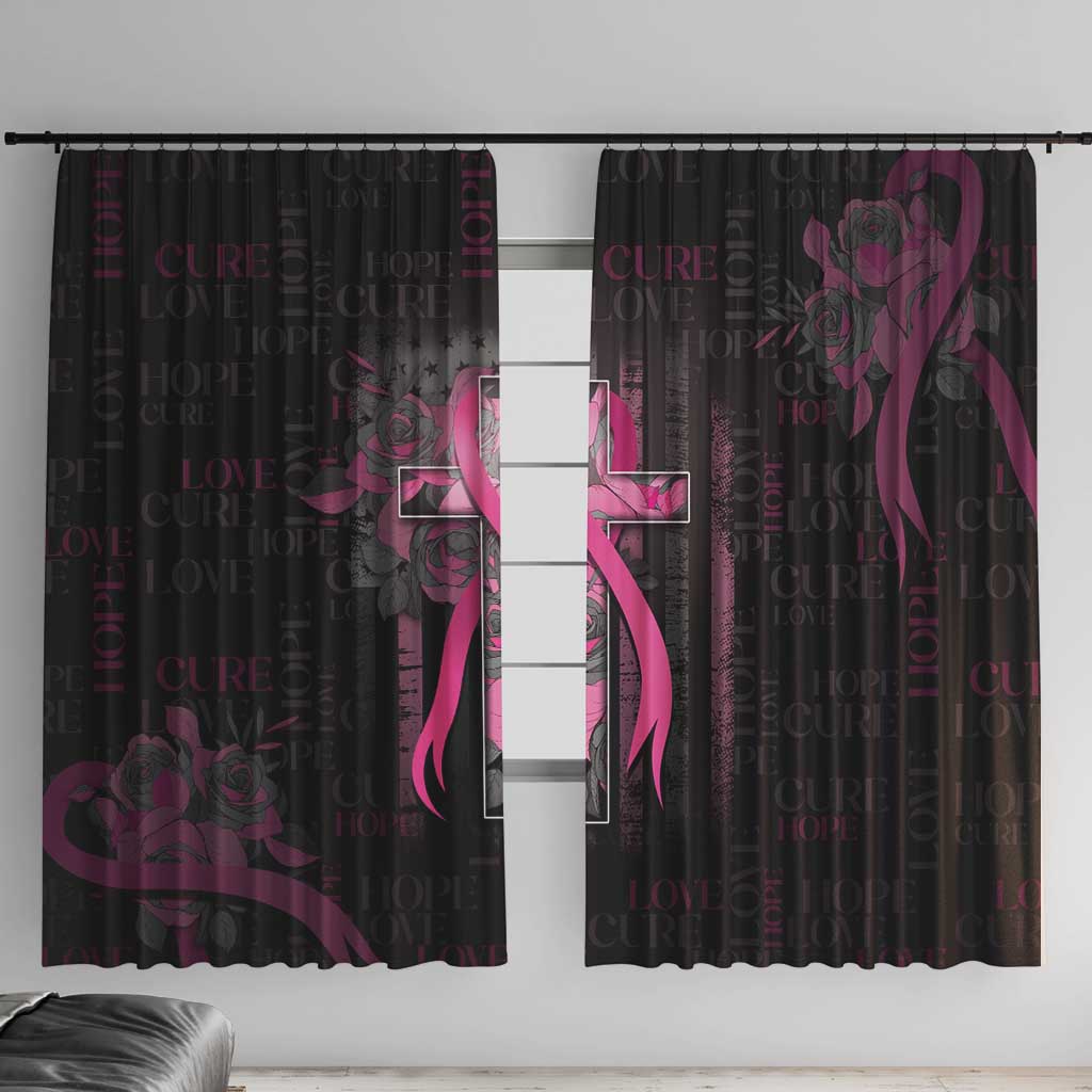 American Breast Cancer Window Curtain Hope And Cure Cross - Wonder Print Shop