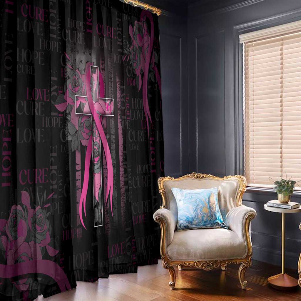 American Breast Cancer Window Curtain Hope And Cure Cross - Wonder Print Shop
