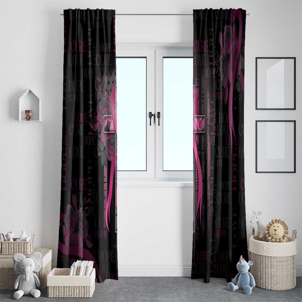 American Breast Cancer Window Curtain Hope And Cure Cross - Wonder Print Shop