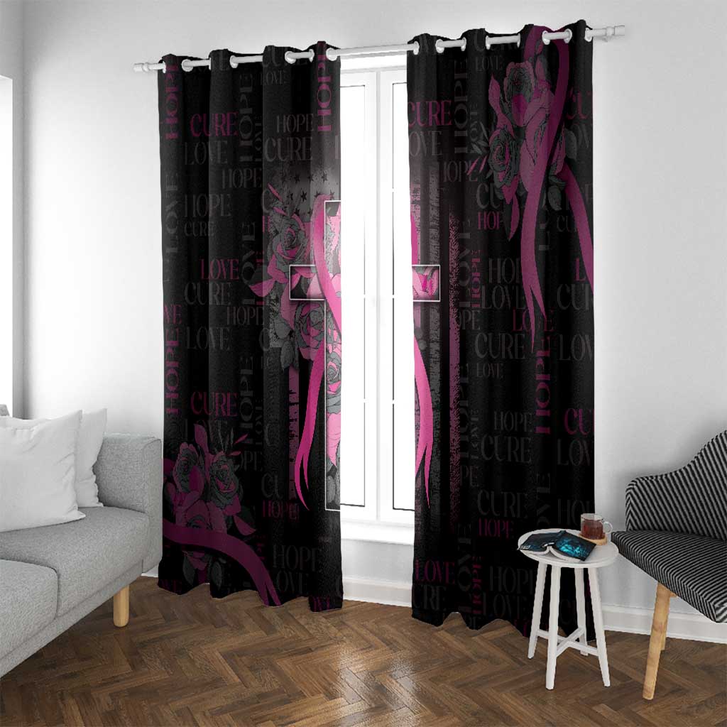 American Breast Cancer Window Curtain Hope And Cure Cross - Wonder Print Shop
