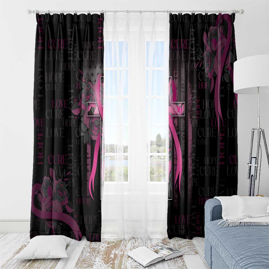 American Breast Cancer Window Curtain Hope And Cure Cross - Wonder Print Shop