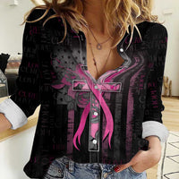 Personalized American Breast Cancer Women Casual Shirt Hope And Cure Cross - Wonder Print Shop