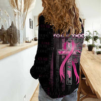 Personalized American Breast Cancer Women Casual Shirt Hope And Cure Cross - Wonder Print Shop