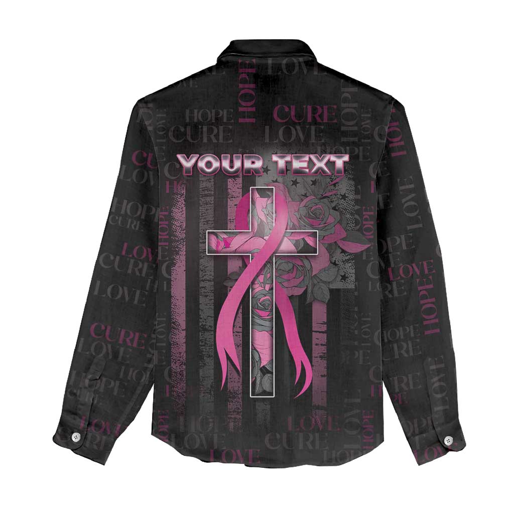 Personalized American Breast Cancer Women Casual Shirt Hope And Cure Cross - Wonder Print Shop