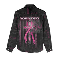 Personalized American Breast Cancer Women Casual Shirt Hope And Cure Cross - Wonder Print Shop