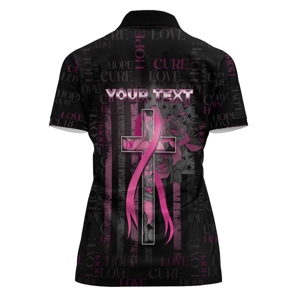 Personalized American Breast Cancer Women Polo Shirt Hope And Cure Cross - Wonder Print Shop