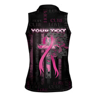 Personalized American Breast Cancer Women Sleeveless Polo Shirt Hope And Cure Cross - Wonder Print Shop