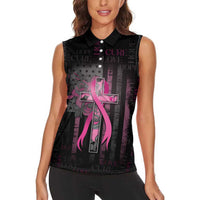 Personalized American Breast Cancer Women Sleeveless Polo Shirt Hope And Cure Cross - Wonder Print Shop