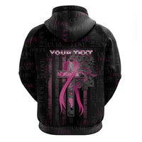 Personalized American Breast Cancer Zip Hoodie Hope And Cure Cross - Wonder Print Shop