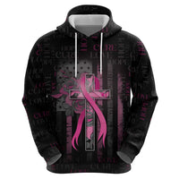 Personalized American Breast Cancer Zip Hoodie Hope And Cure Cross - Wonder Print Shop