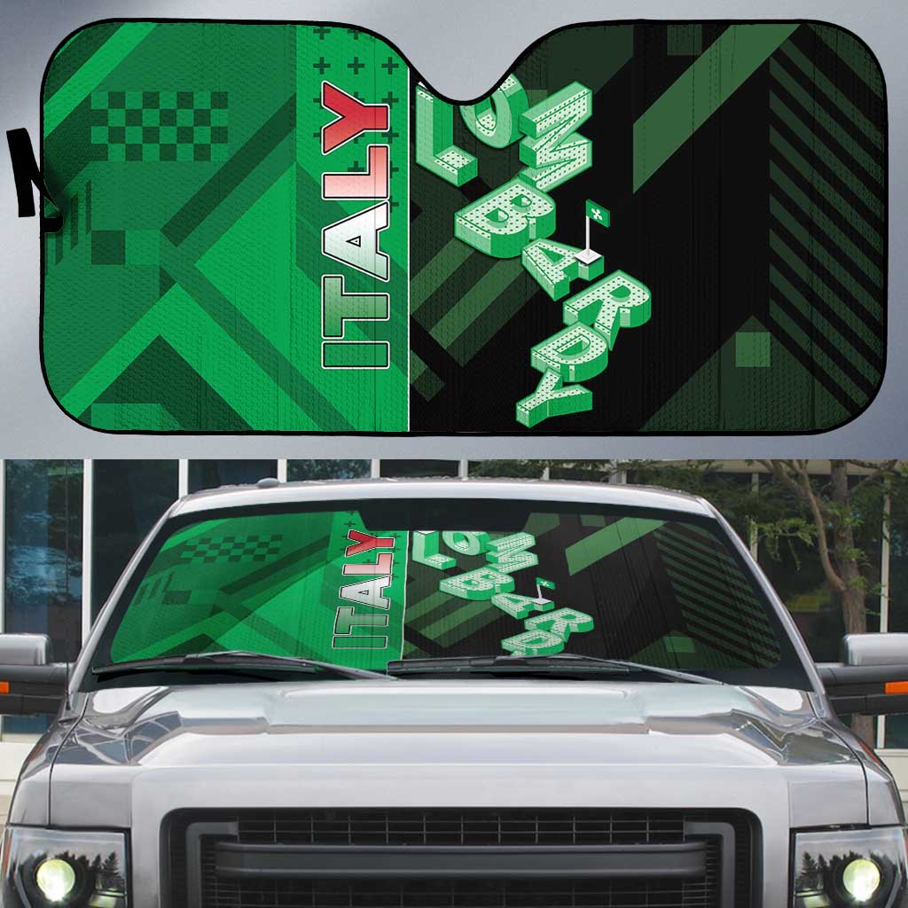 Italy Lombardy Auto Sun Shade Isometric Style - Wonder Print Shop