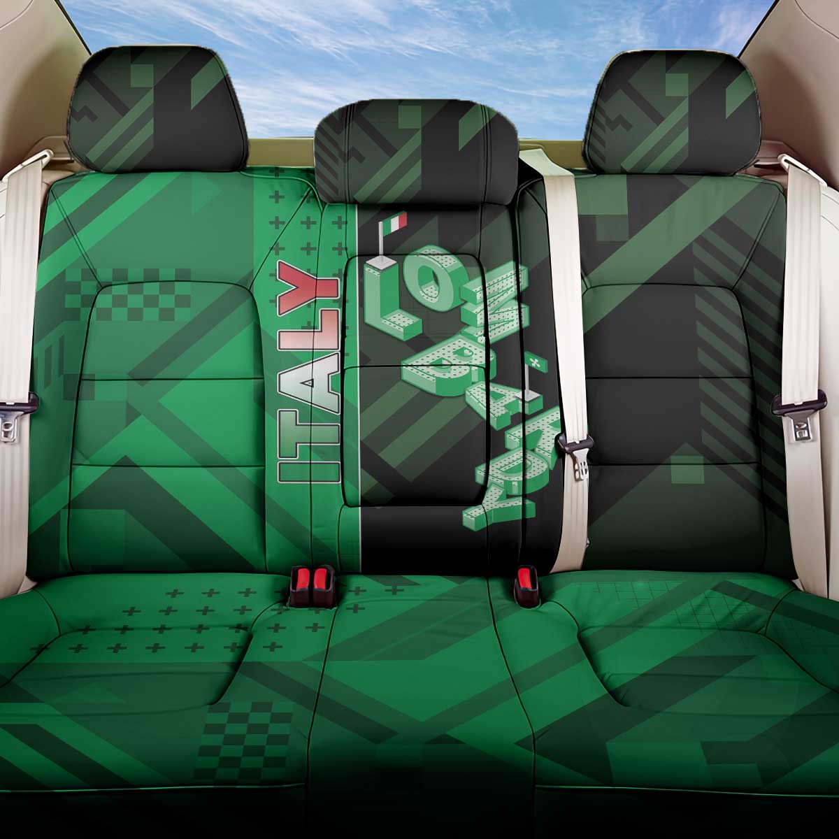 Italy Lombardy Back Car Seat Cover Isometric Style - Wonder Print Shop