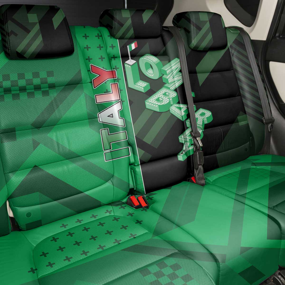 Italy Lombardy Back Car Seat Cover Isometric Style - Wonder Print Shop