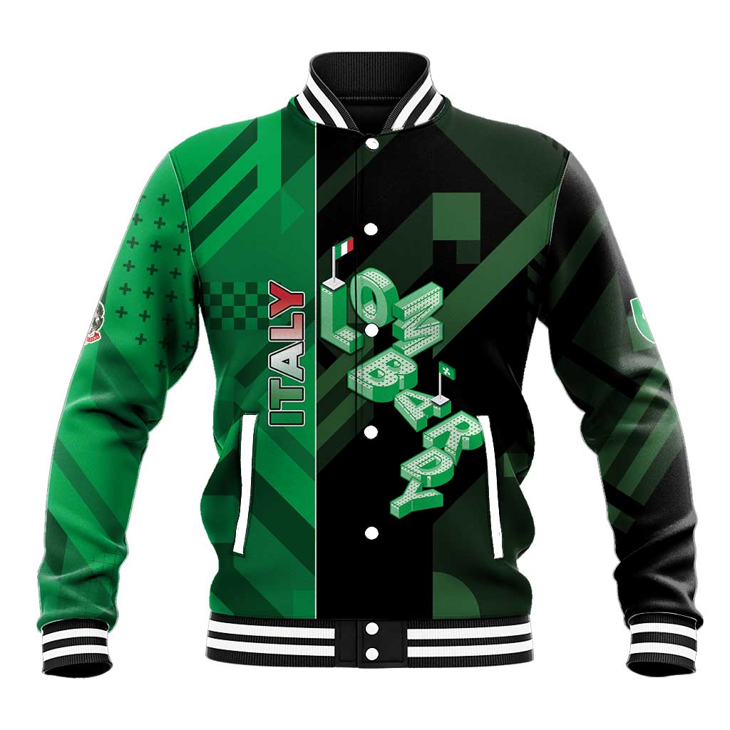Personalized Italy Lombardy Baseball Jacket Isometric Style - Wonder Print Shop