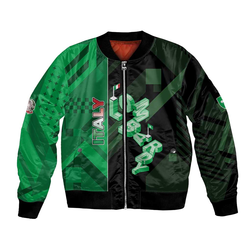 Personalized Italy Lombardy Bomber Jacket Isometric Style - Wonder Print Shop
