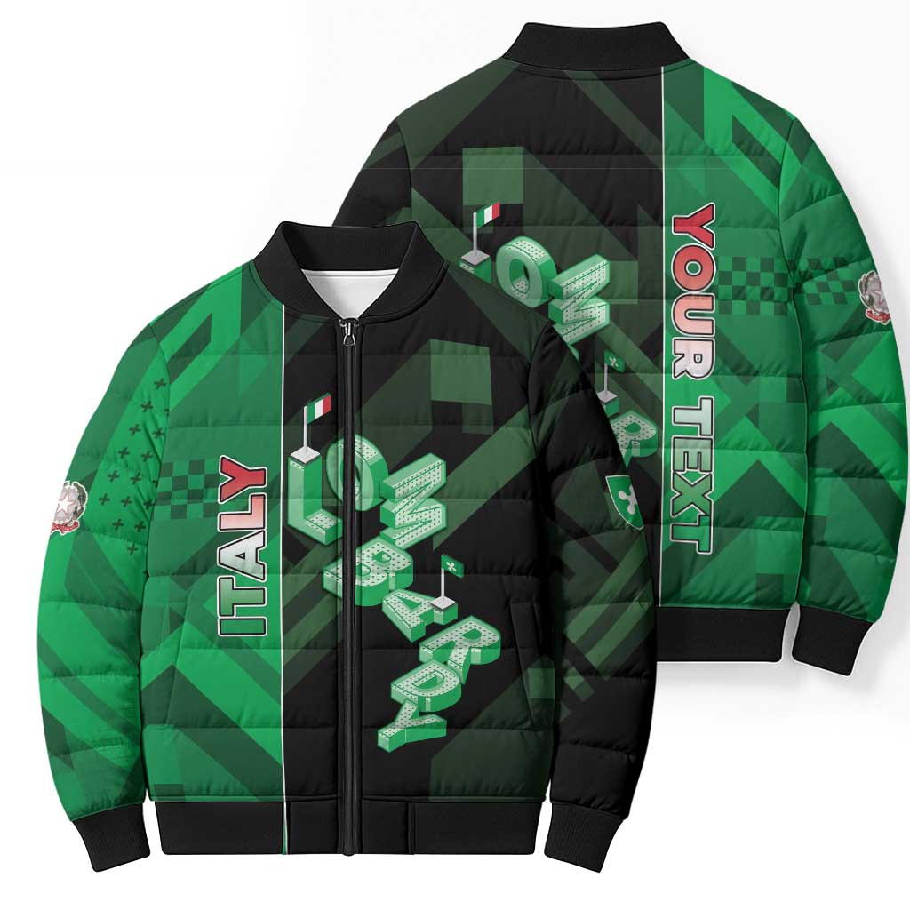 Personalized Italy Lombardy Bomber Puffer Jacket Isometric Style - Wonder Print Shop