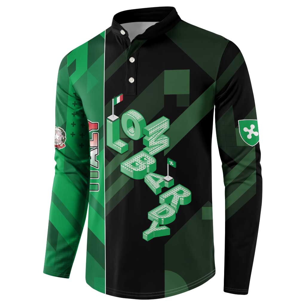 Personalized Italy Lombardy Button Sweatshirt Isometric Style - Wonder Print Shop