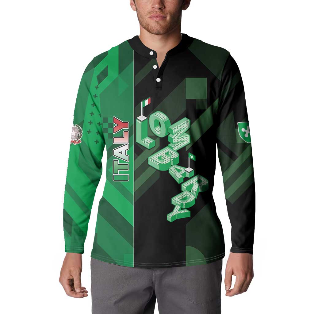 Personalized Italy Lombardy Button Sweatshirt Isometric Style - Wonder Print Shop