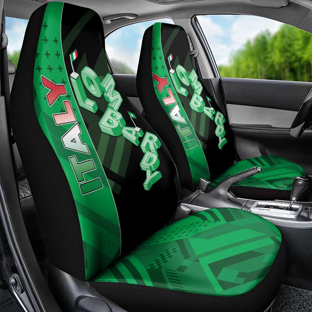 Italy Lombardy Car Seat Cover Isometric Style - Wonder Print Shop