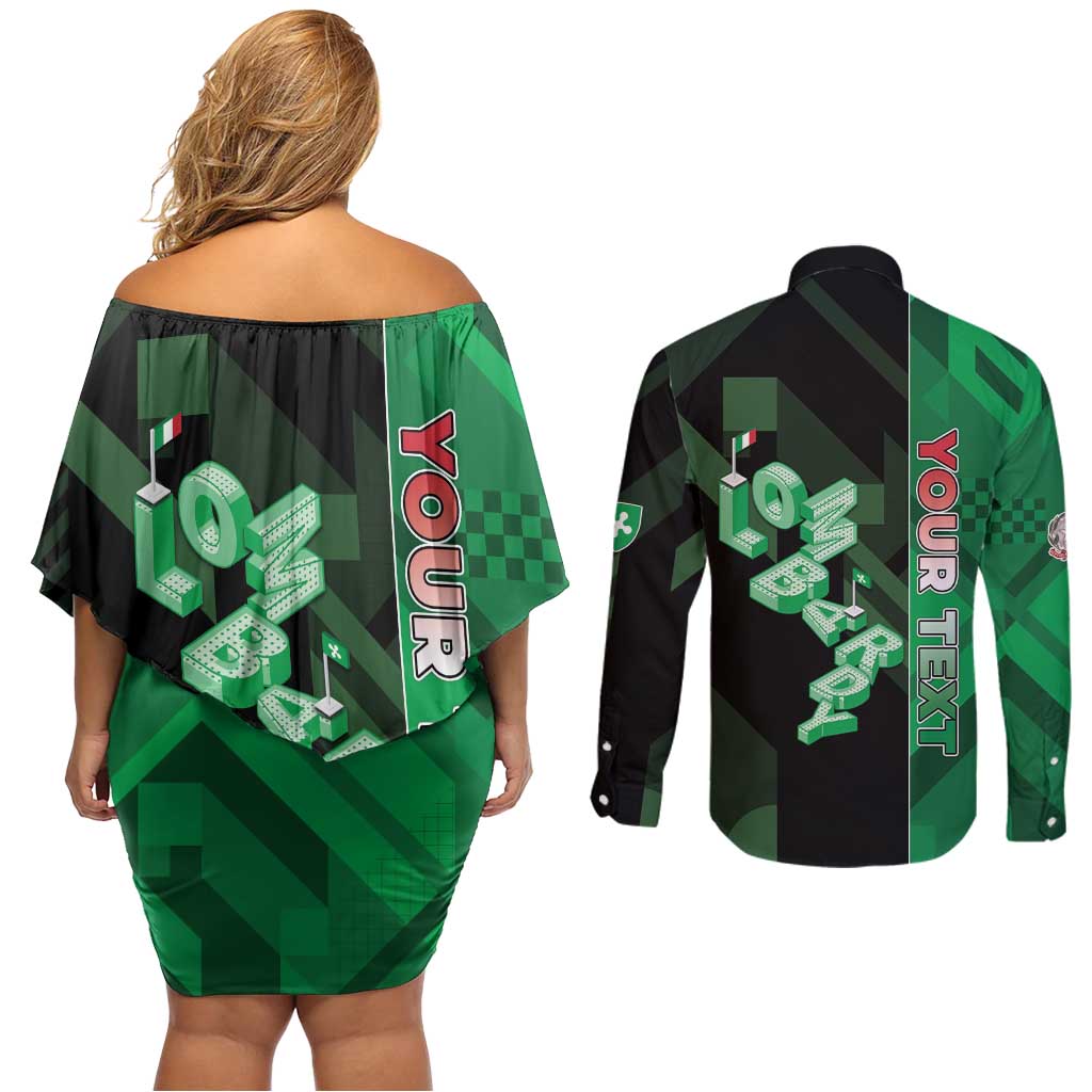 Personalized Italy Lombardy Couples Matching Off Shoulder Short Dress and Long Sleeve Button Shirt Isometric Style - Wonder Print Shop