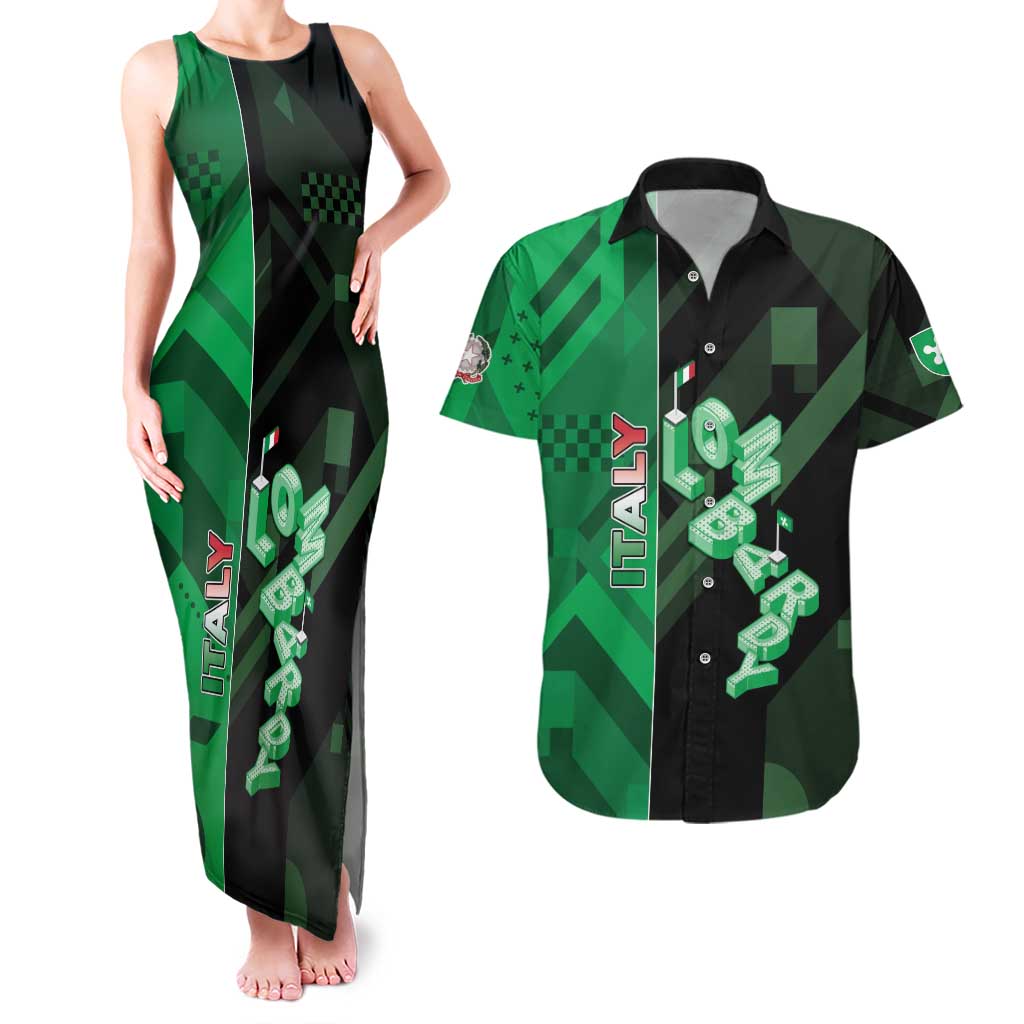 Personalized Italy Lombardy Couples Matching Tank Maxi Dress and Hawaiian Shirt Isometric Style - Wonder Print Shop