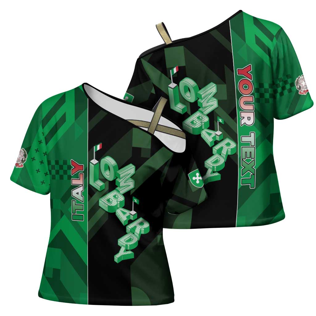 Personalized Italy Lombardy Cross Shoulder Shirt Isometric Style - Wonder Print Shop