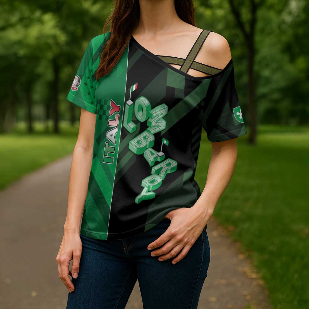 Personalized Italy Lombardy Cross Shoulder Shirt Isometric Style - Wonder Print Shop