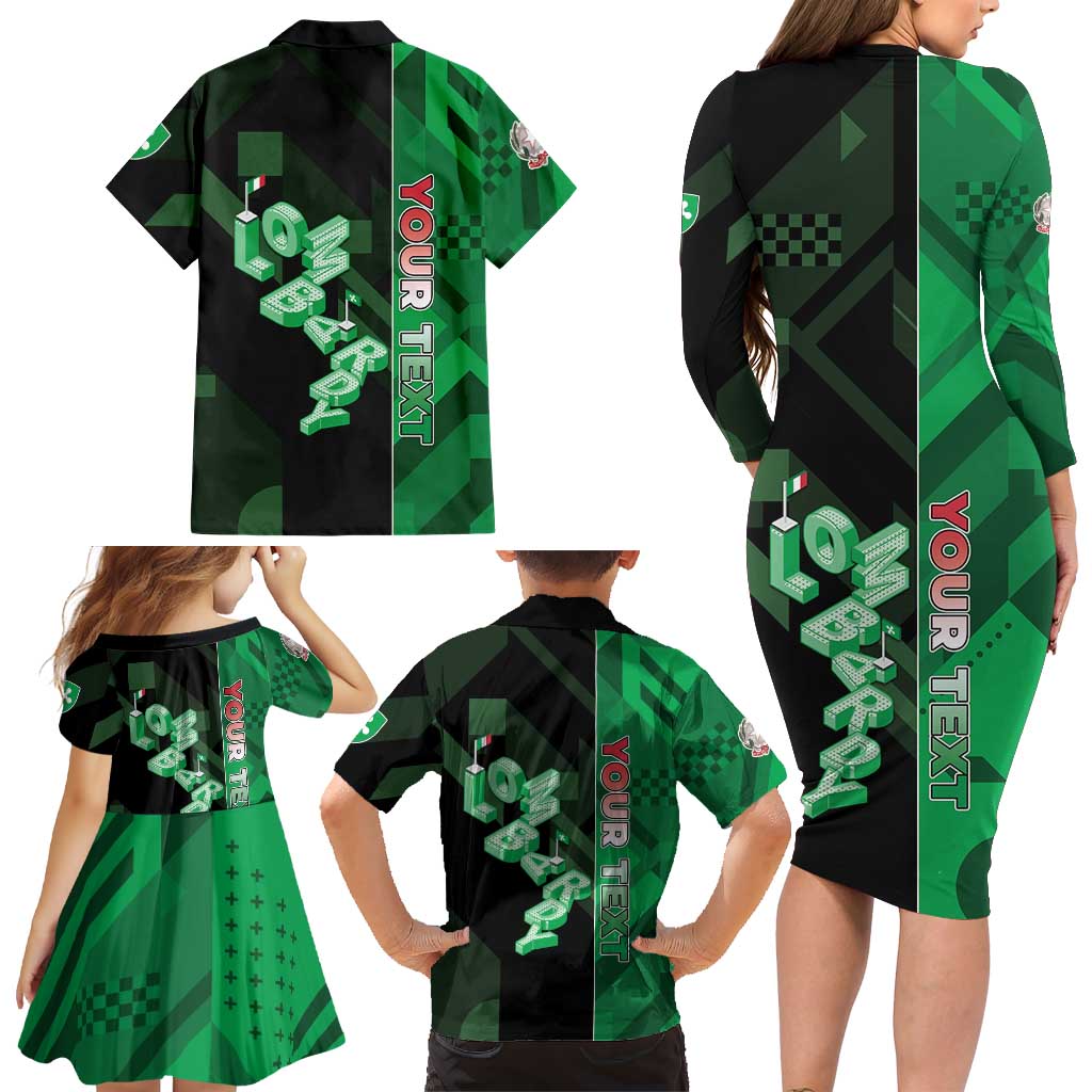 Personalized Italy Lombardy Family Matching Long Sleeve Bodycon Dress and Hawaiian Shirt Isometric Style - Wonder Print Shop