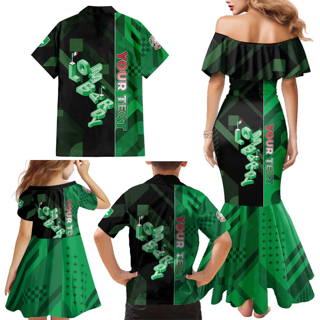 Personalized Italy Lombardy Family Matching Mermaid Dress and Hawaiian Shirt Isometric Style - Wonder Print Shop