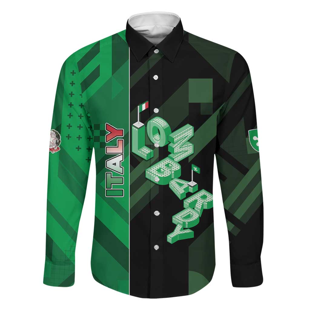 Personalized Italy Lombardy Family Matching Off The Shoulder Long Sleeve Dress and Hawaiian Shirt Isometric Style - Wonder Print Shop