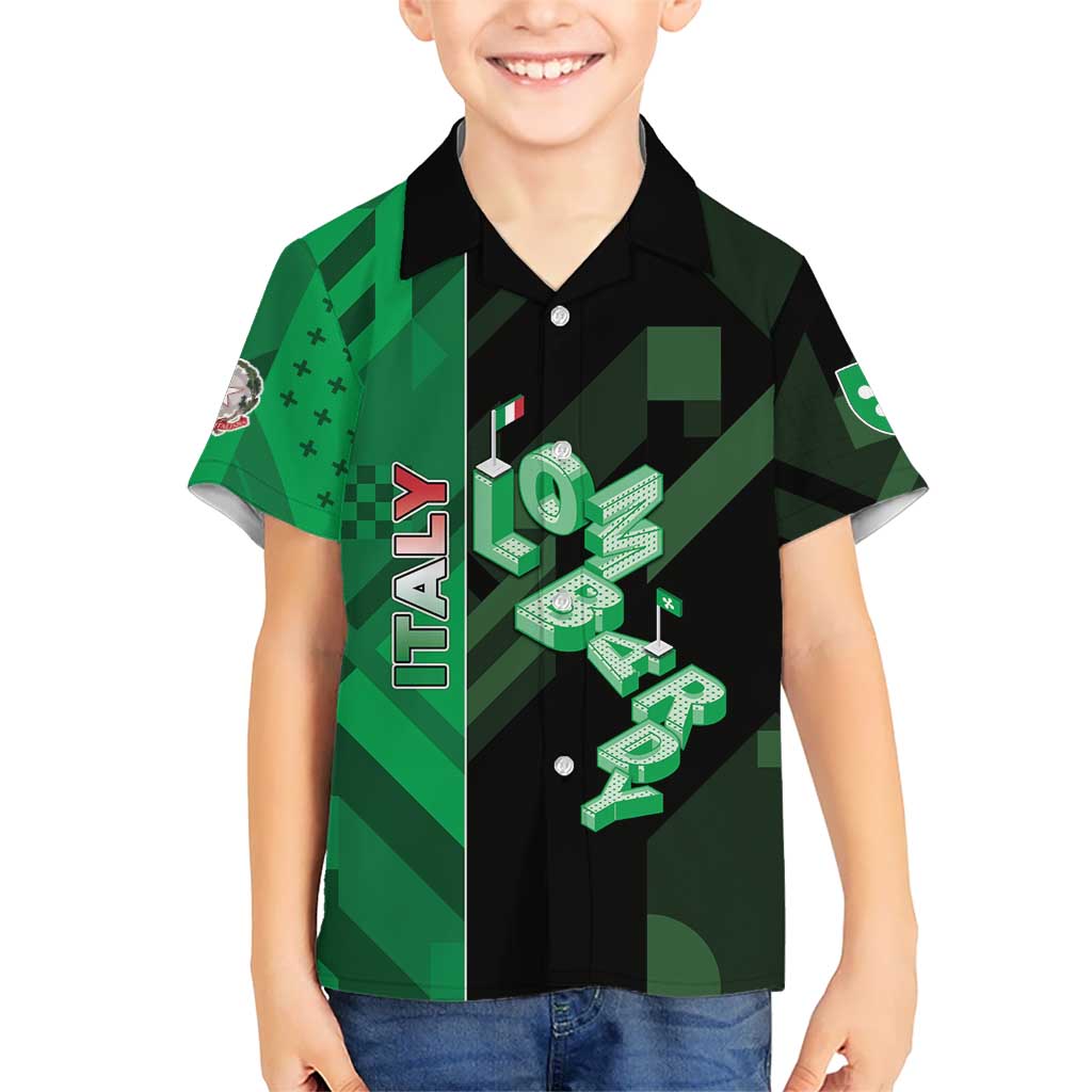Personalized Italy Lombardy Family Matching Off The Shoulder Long Sleeve Dress and Hawaiian Shirt Isometric Style - Wonder Print Shop