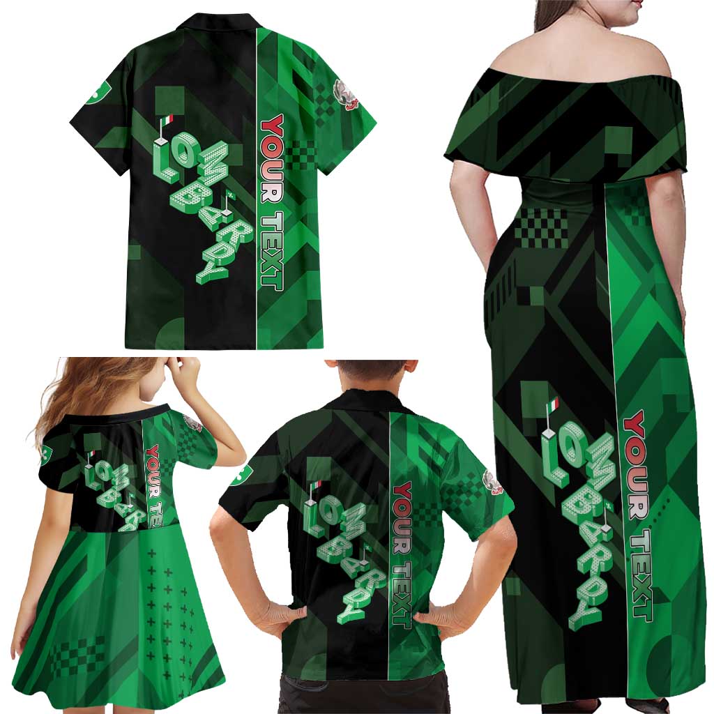 Personalized Italy Lombardy Family Matching Off Shoulder Maxi Dress and Hawaiian Shirt Isometric Style - Wonder Print Shop