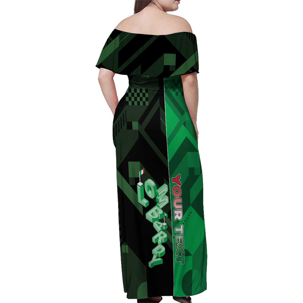 Personalized Italy Lombardy Family Matching Off Shoulder Maxi Dress and Hawaiian Shirt Isometric Style - Wonder Print Shop