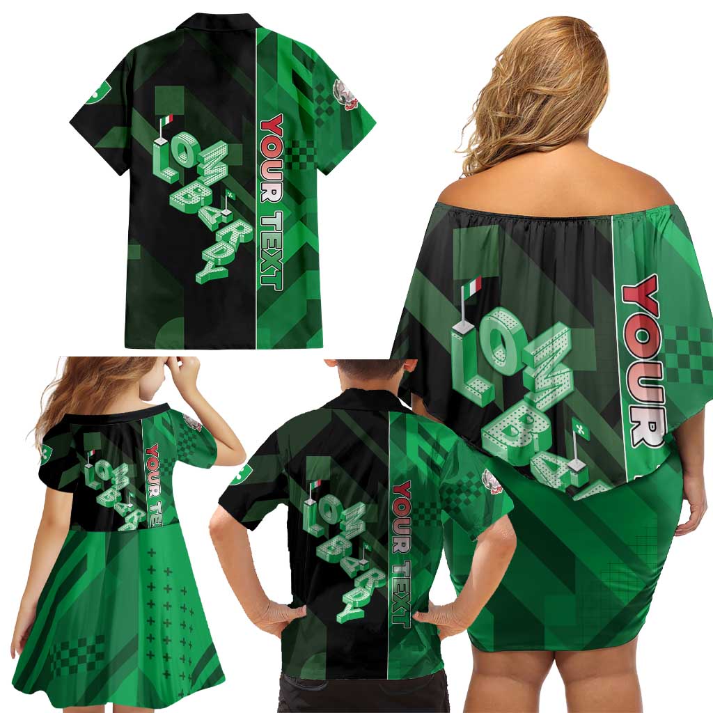 Personalized Italy Lombardy Family Matching Off Shoulder Short Dress and Hawaiian Shirt Isometric Style - Wonder Print Shop