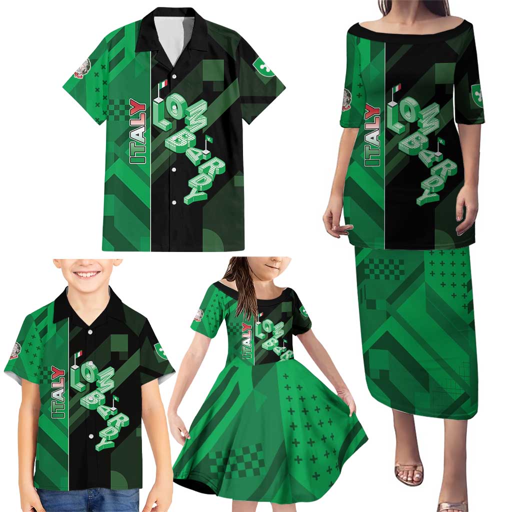 Personalized Italy Lombardy Family Matching Puletasi and Hawaiian Shirt Isometric Style - Wonder Print Shop