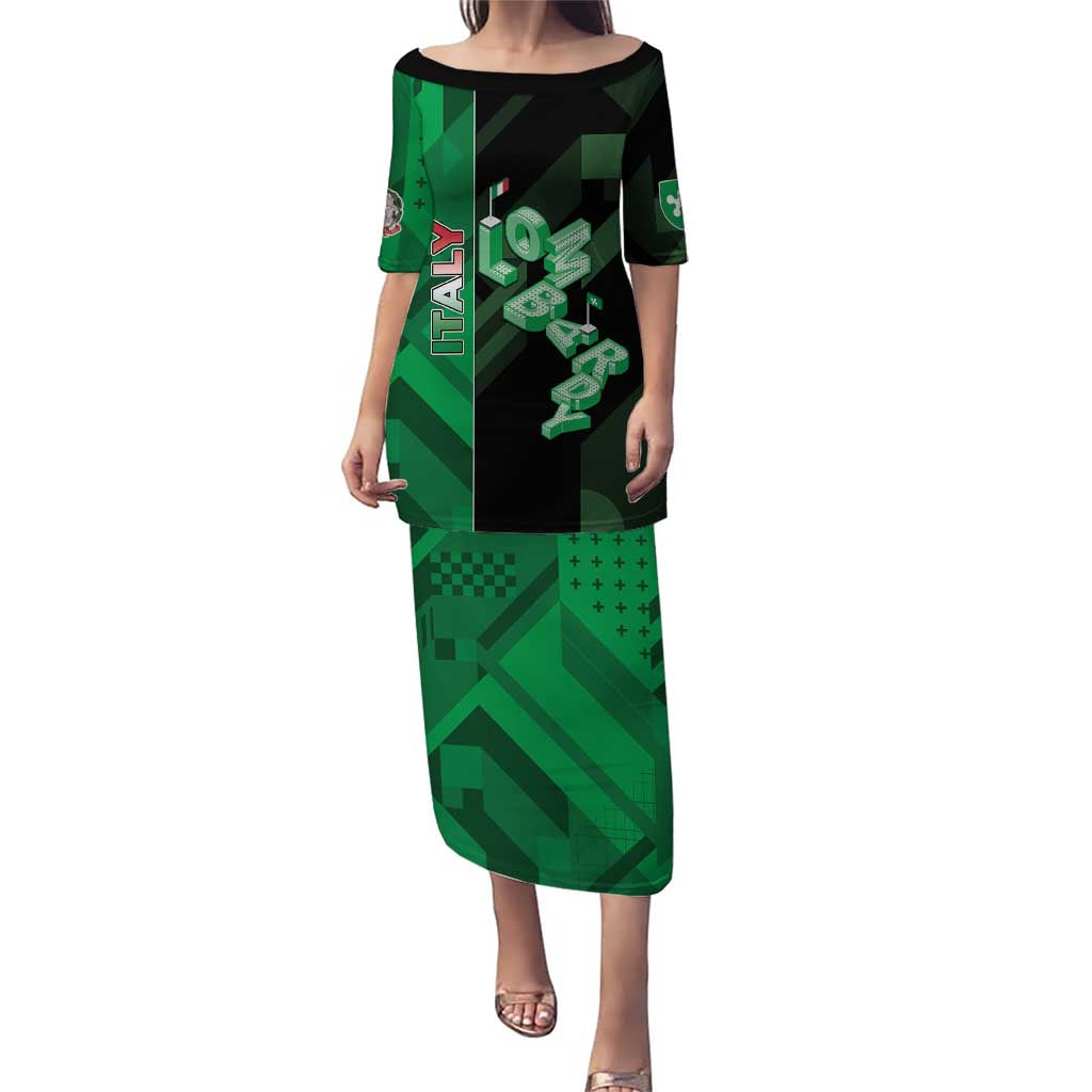 Personalized Italy Lombardy Family Matching Puletasi and Hawaiian Shirt Isometric Style - Wonder Print Shop