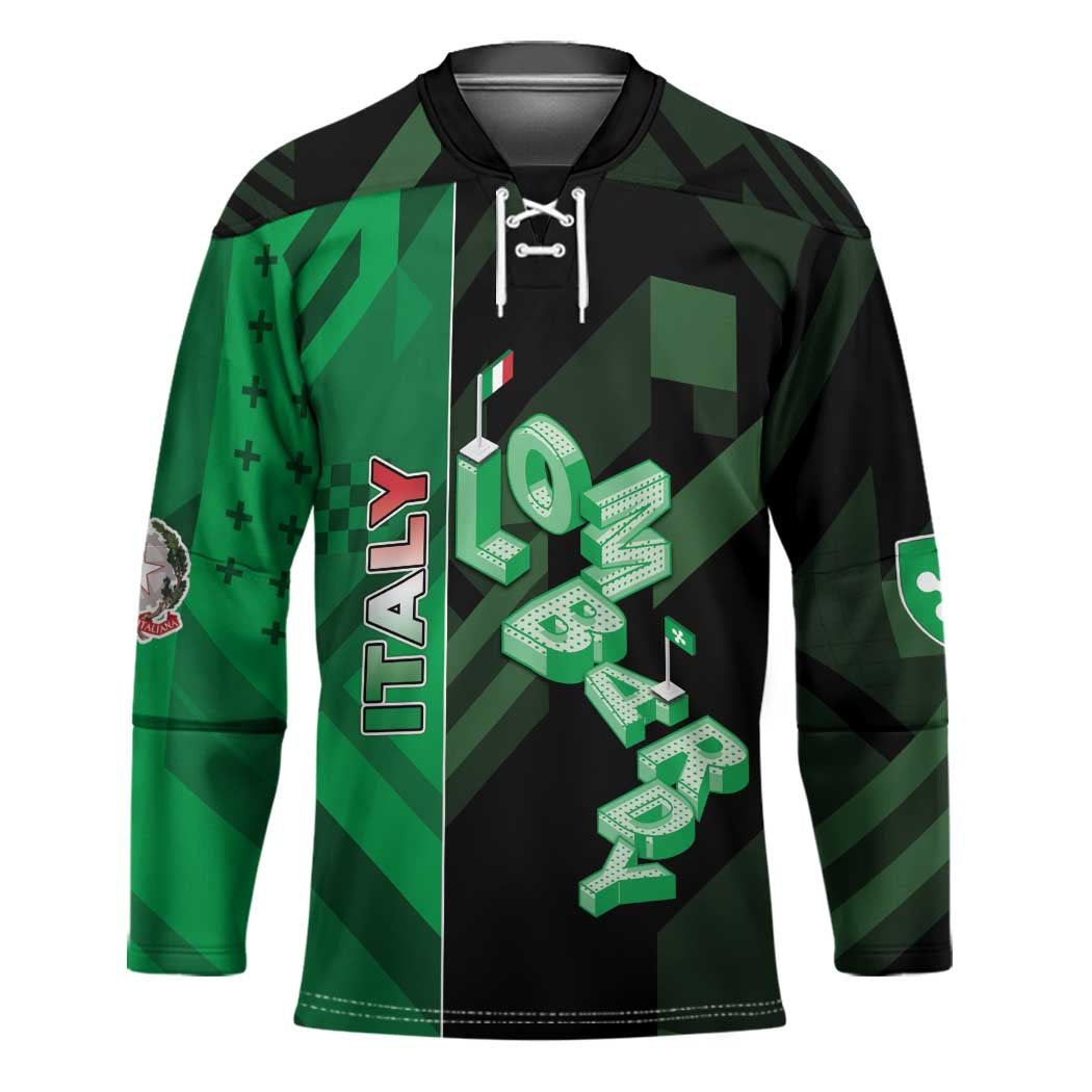 Personalized Italy Lombardy Hockey Jersey Isometric Style - Wonder Print Shop