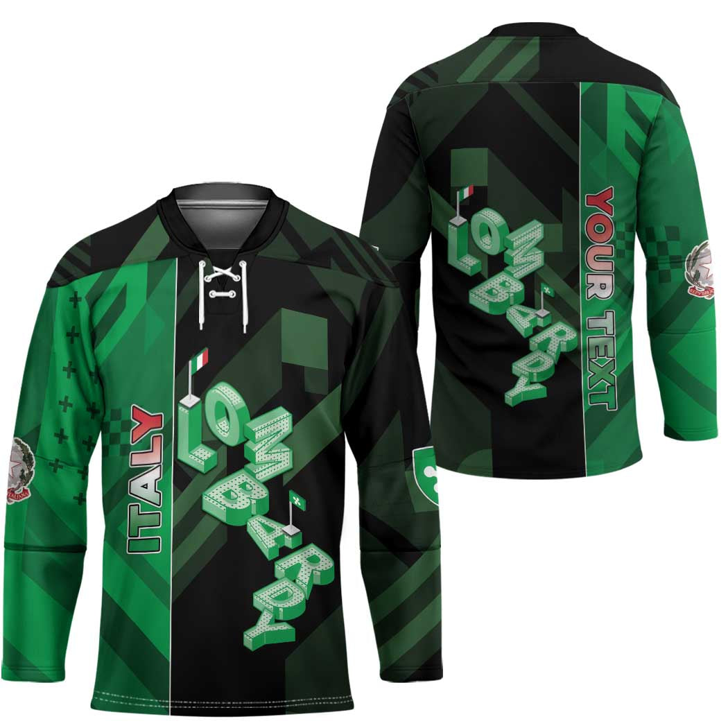 Personalized Italy Lombardy Hockey Jersey Isometric Style - Wonder Print Shop