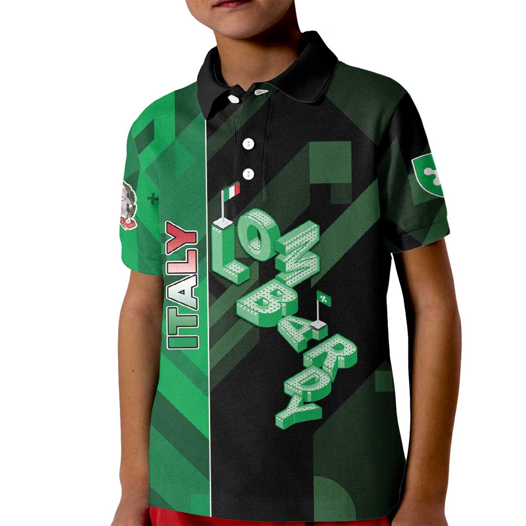 Personalized Italy Lombardy Kid Polo Shirt Isometric Style - Wonder Print Shop